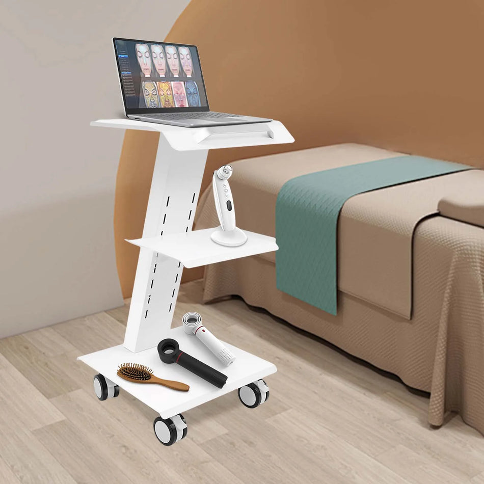 Verstelbare 3-laagse laboratoriumwagen met 4 wielen en stopcontacten