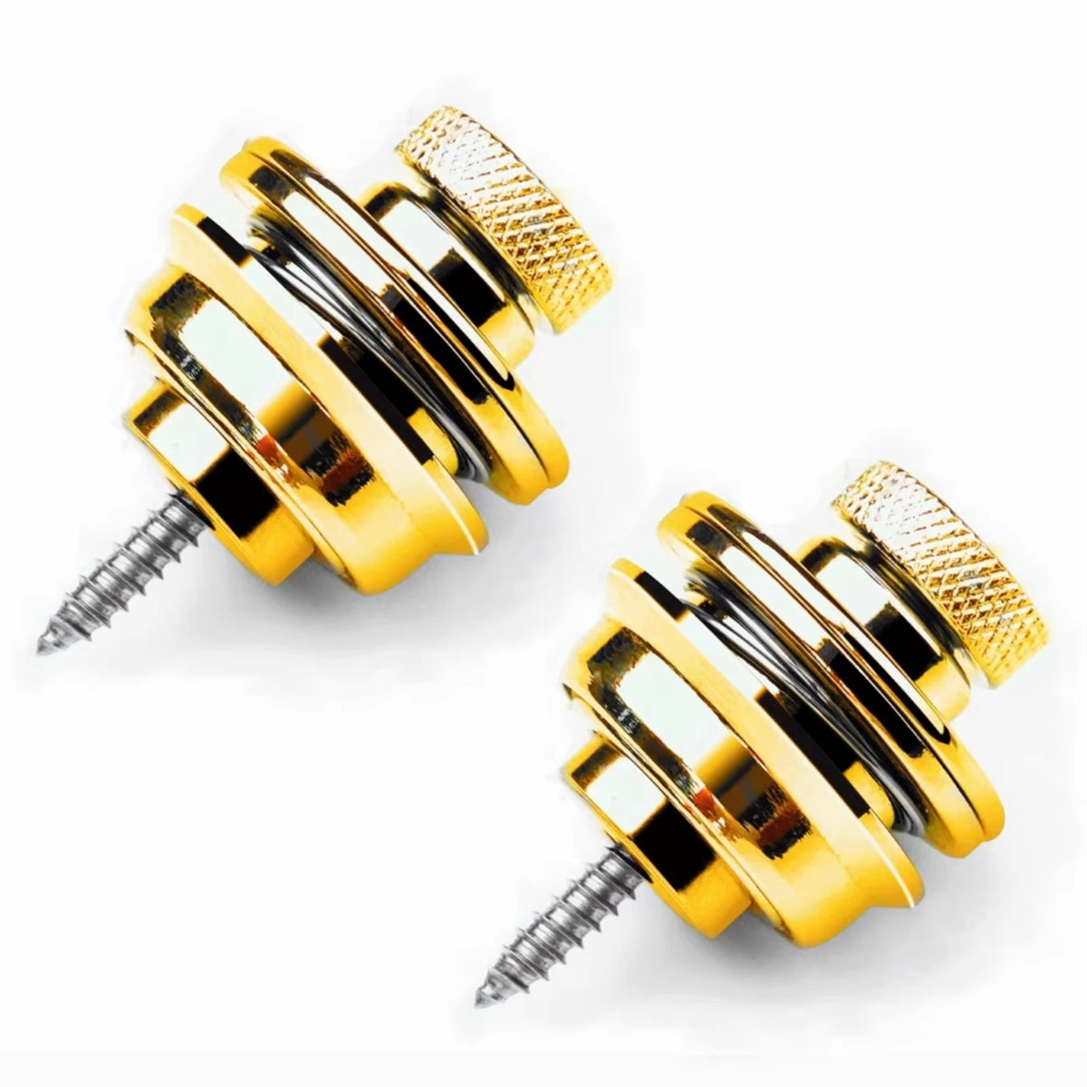 Miwayer Guitar Strap Lock &ndash; Heavy Duty Metal Button Gold 2 pcs