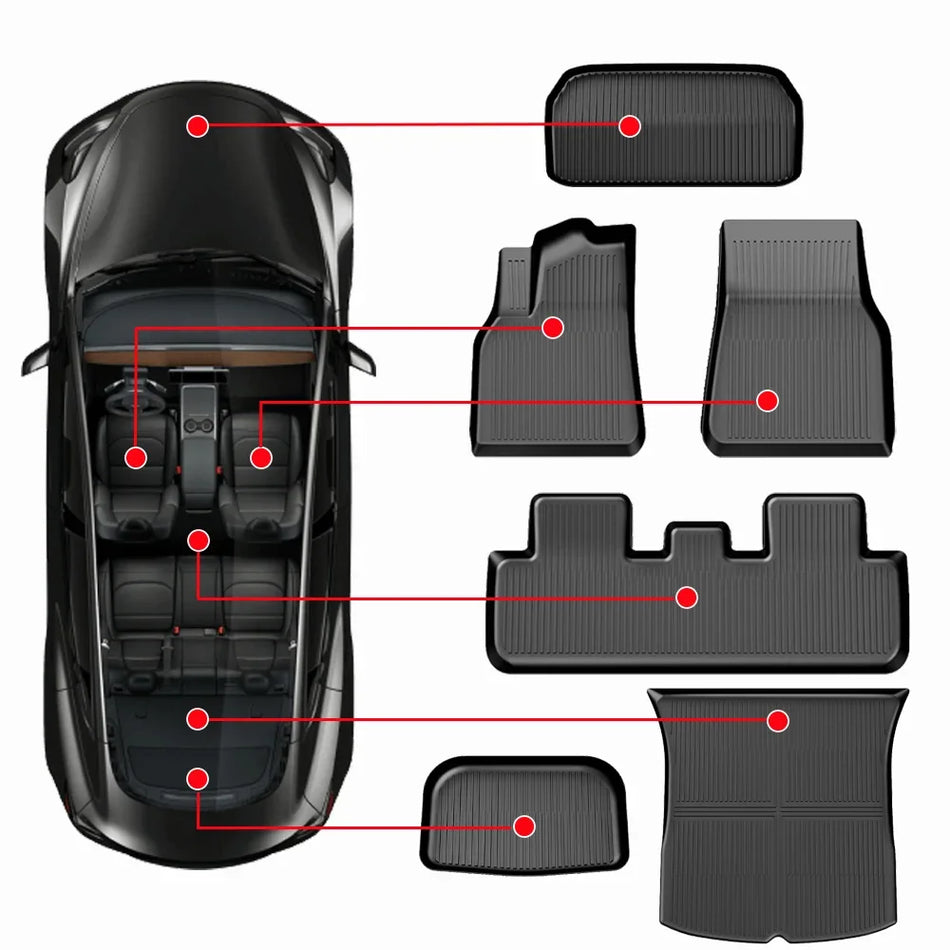 All-Weather TPE Floor Mats and Cargo Liner for Tesla Model Y Model 3