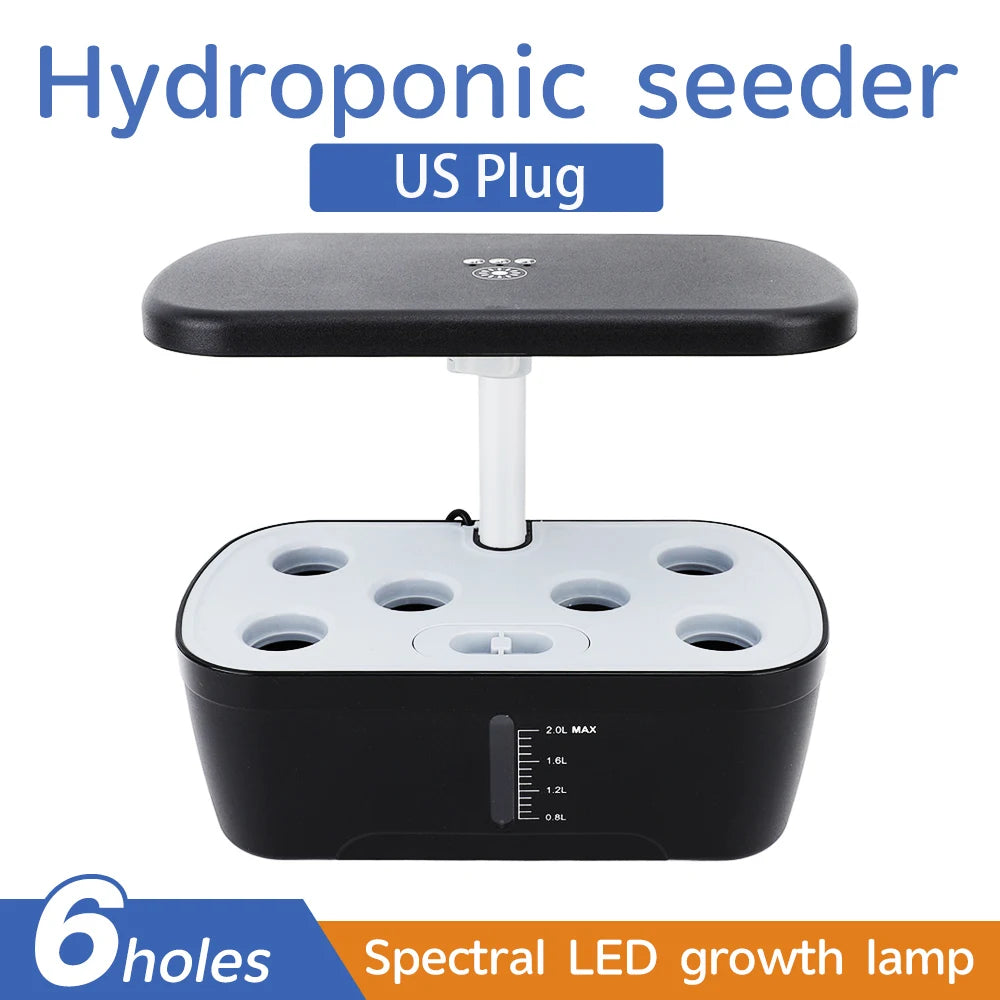 6 Hole Indoor Garden Hydroponics Kit &ndash; Full Spectrum LED US plug