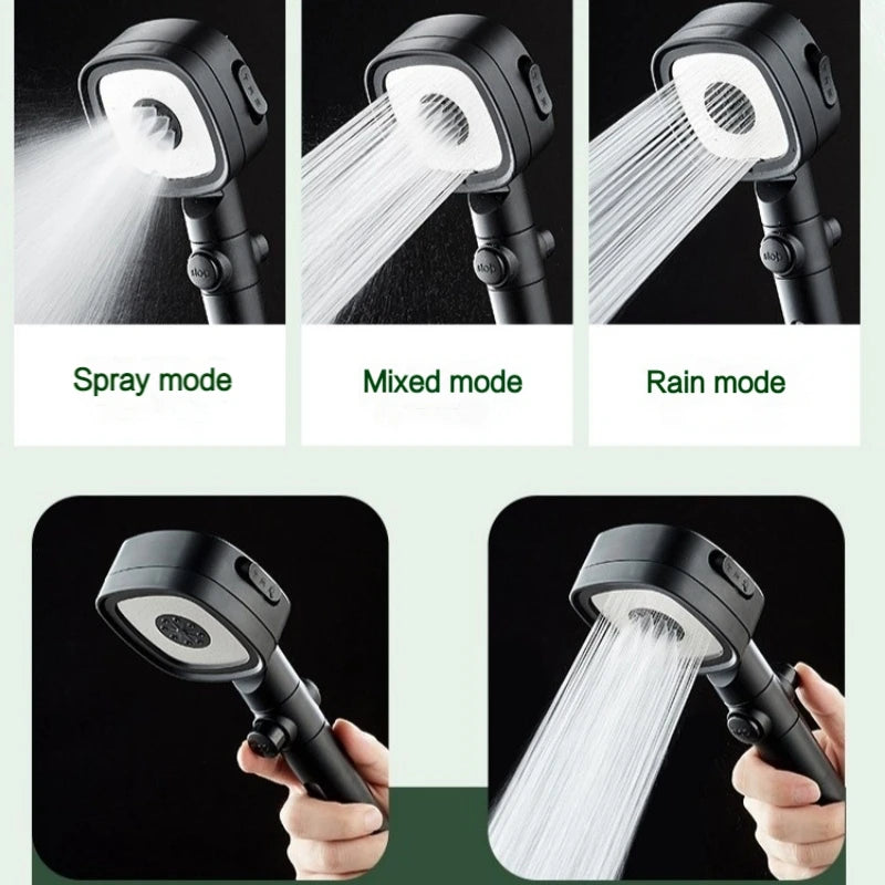 3 Tilstande Indbygget Filter Højtryks Bruserhoved med Én-nøgle Stopknap Bruser Massage Spa Håndholdt Bruserhoved til Badeværelse