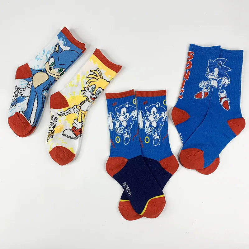 Anime Sonics Cartoon Knitted Cotton Tube Socks for 5-8 Year Olds - Cyprus