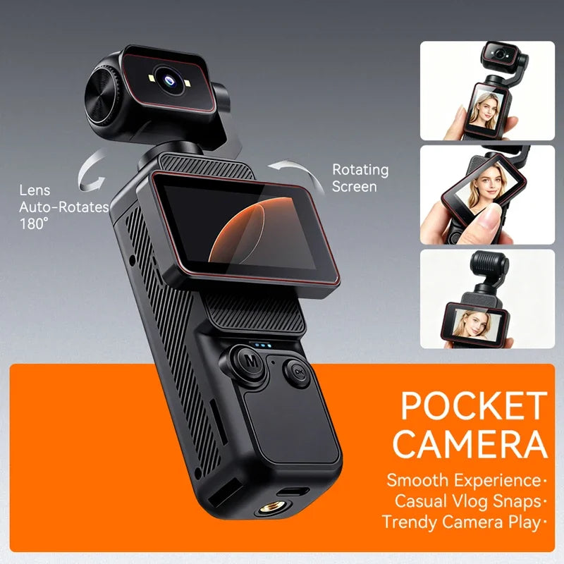 Lenovo 4K Handheld Gimbal Camera With Wi-Fi Transfer Image Stabilization HD Rotating Screen for Travel Outdoor Vlogging