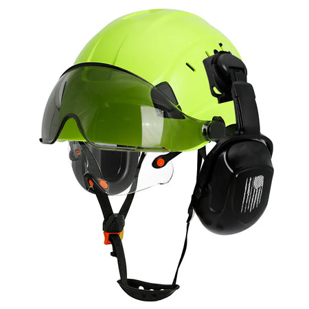 CE Construction Safety Helmet &ndash; Integrated Visor and Earmuffs for Maximum Protection FYE with earmuffs