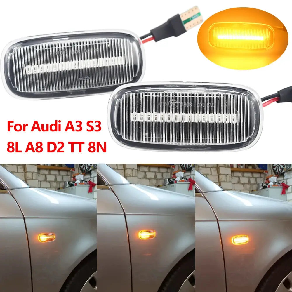 2PCS LED Dynamic Side Marker Turn Signal Light Sequential Lamp For Audi A3 8P 03-08 A4 B6 B7 00-08 A6 4F,C6 (Bj. 2006-2011) by InterCyprus Trading Ltd