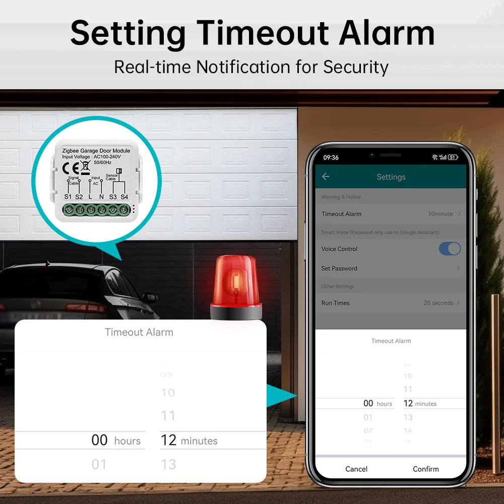 Tuya Zigbee/WiFi Smart Garage Door Opener - Voice Control, Alexa Compatible