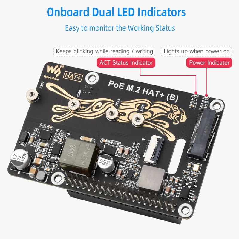 Raspberry Pi 5 PoE M.2 HAT Plus &ndash; High-Speed NVMe Solid State Drive Support