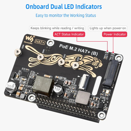 Raspberry Pi 5 PoE M.2 HAT Plus &ndash; High-Speed NVMe Solid State Drive Support
