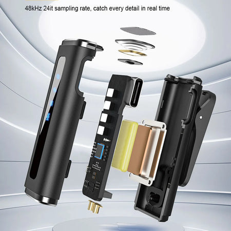 YESSKO Wireless Lavalier Microphone with Noise Reduction and Charging Box