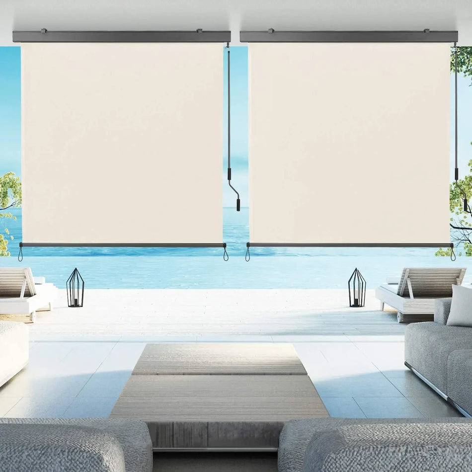 Pergolă Verticală Retractabilă Ecran de Intimitate UV Vânt Manivelă