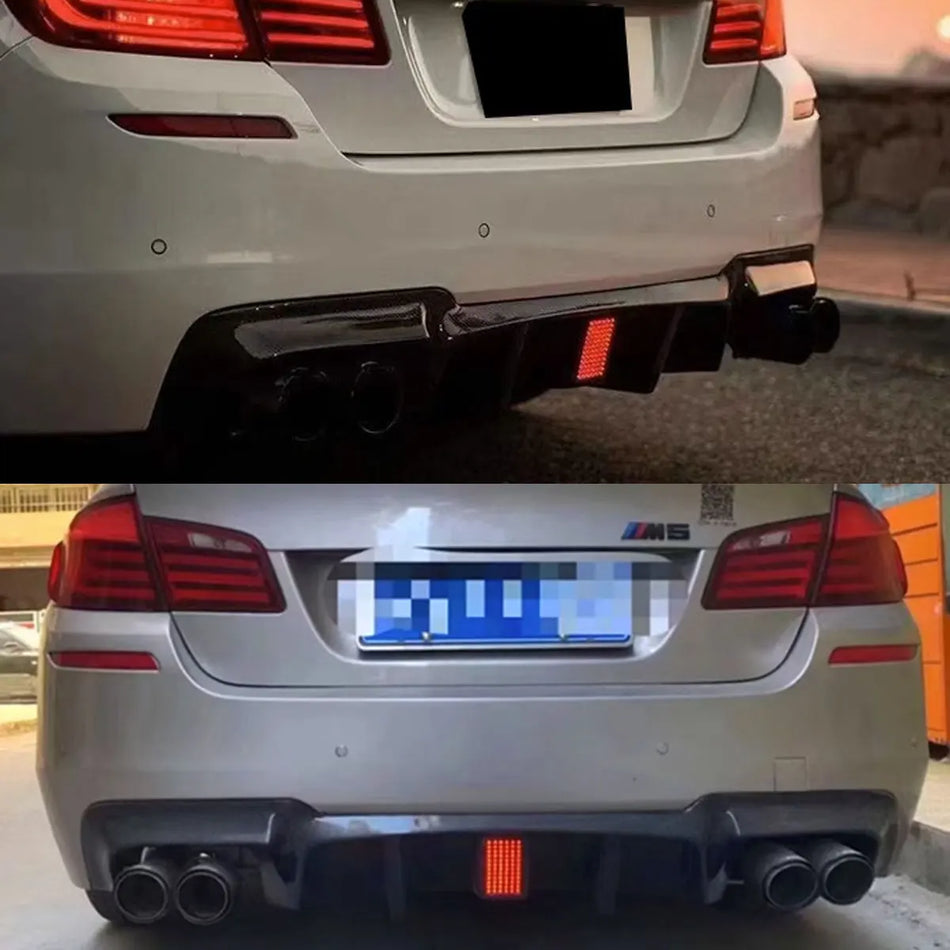 BMW F10/F11 5 Serisi Tampon Lipi ve Difüzör LED Işık ile, Karbon Fiber Görünümü