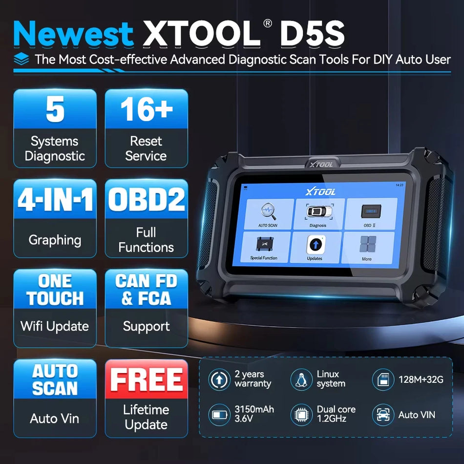 XTOOL D5S CAN FD Diagnosetool für Automobil ABS SRS EPB TCM 5 Systeme