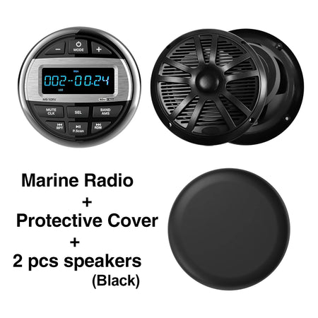 AKAMATE MS-10RV &ndash; Waterproof Bluetooth Marine MP3 Radio radio cover black