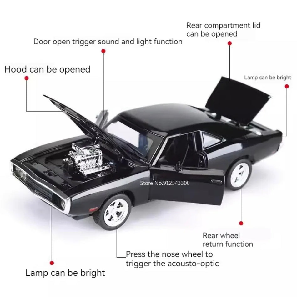 Modelo de coche de juguete Diecast Charger Challenger con carrocería de aleación para niños