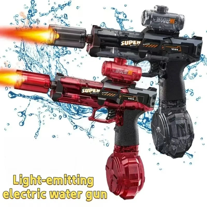 Electric Water Gun with Light Up Flame Effect, High-Speed Pool Toy