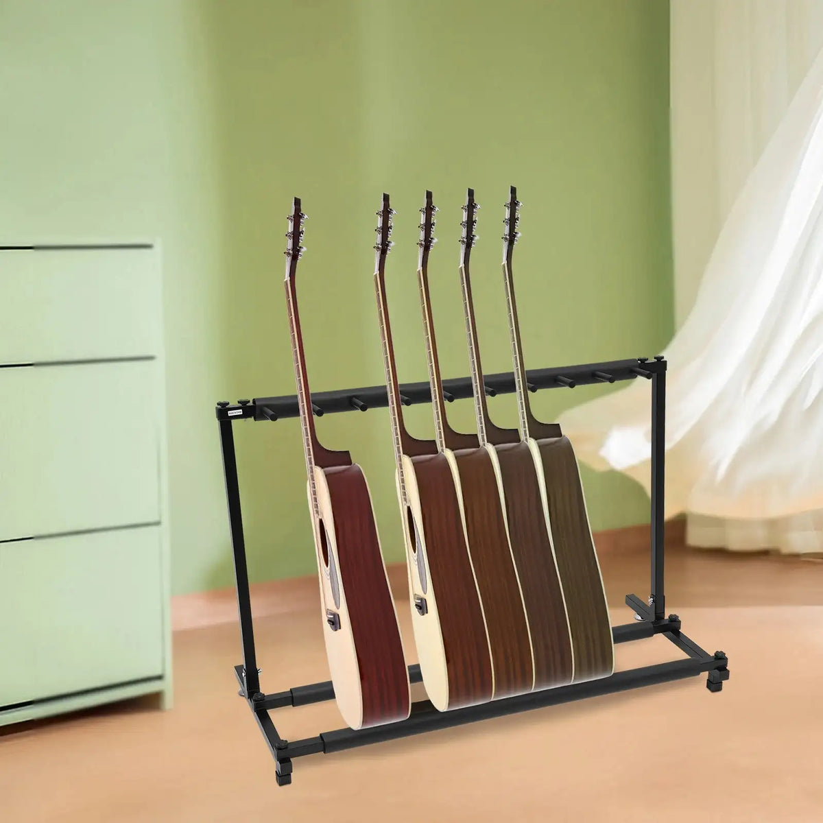 Freestanding Guitar Rack for 9 Guitars &ndash; Adjustable Foot Pads