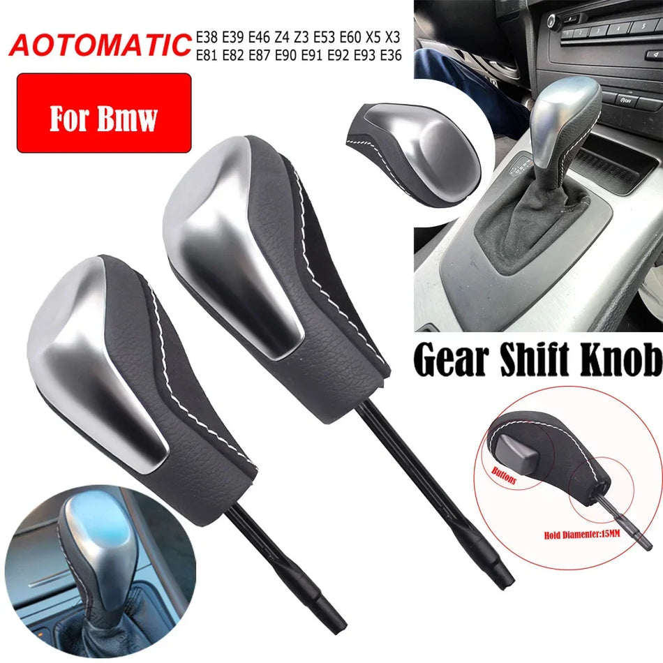 Gear Shift Knob Suede Leather With White Line for BMW E39 E46 E53 E60 E61 E63