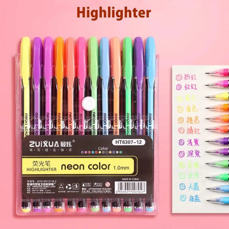 48 Metallic Glitter Gel Pens Set - Ideal for Colouring &amp; Drawing 12pc Highlighter Pen