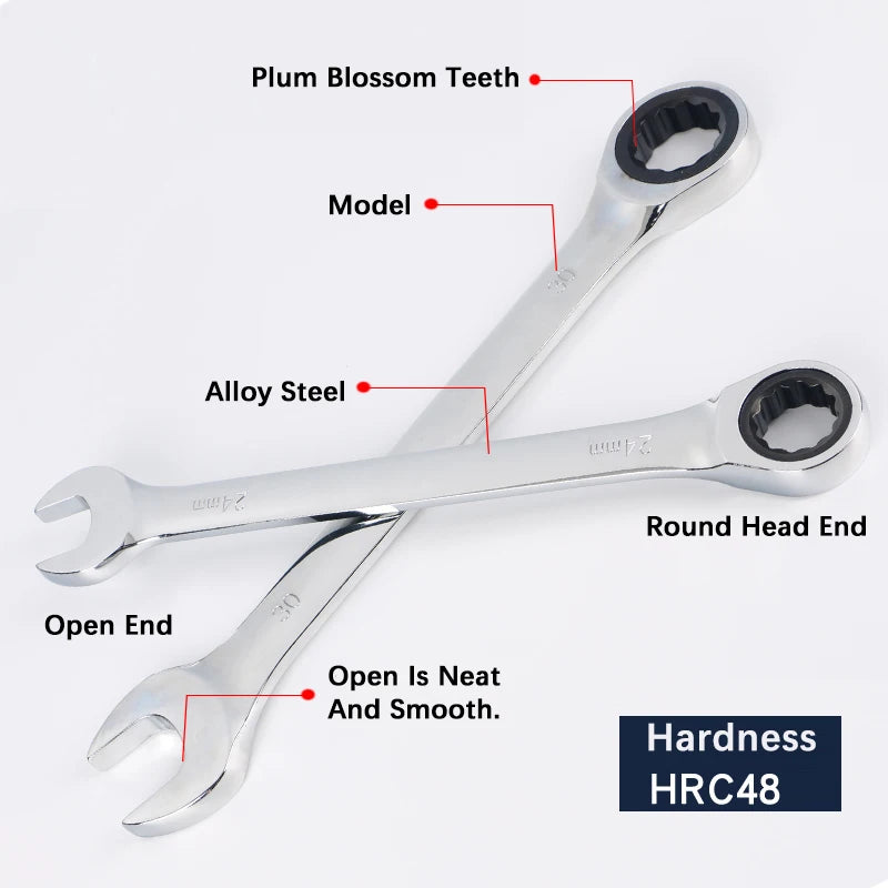 Universal Ratchet Metric Wrenches for Car Repair - Torque Spanners Set