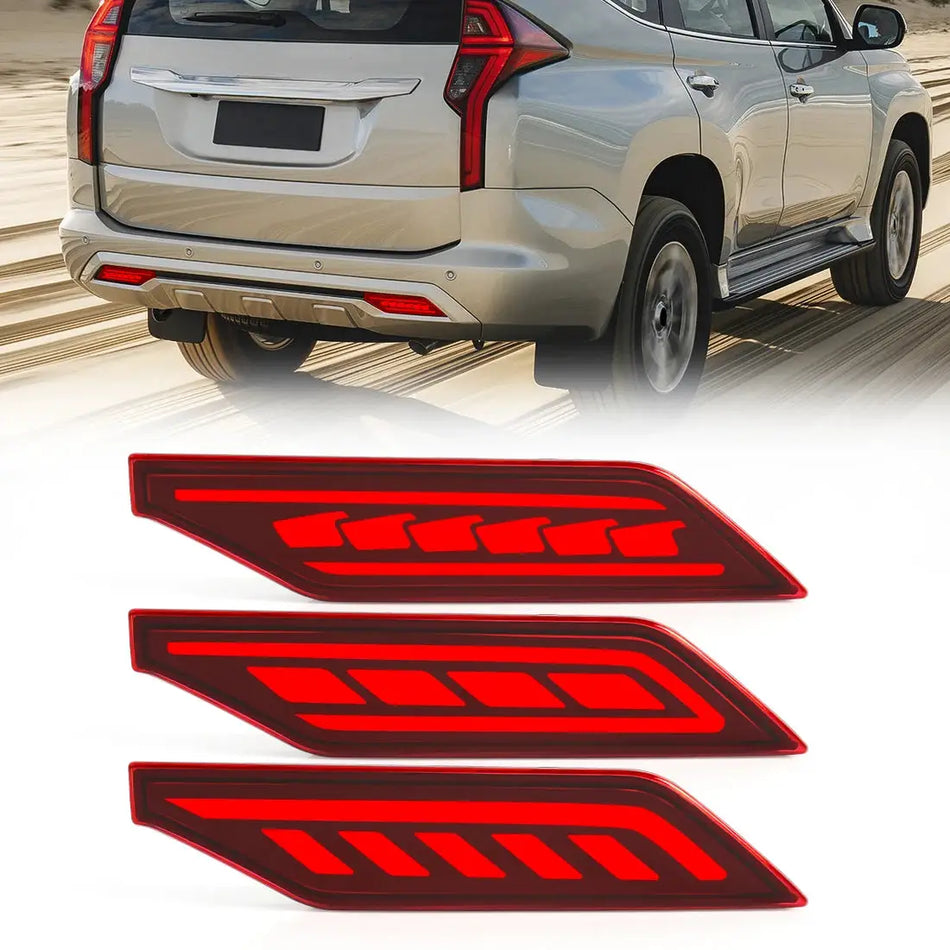 LED Bumper Reflector Lights For Mitsubishi Pajero Shogun Montero 2019 2020 2021 Dynamic Turn Signal Brake Daytime Running Lamps by InterCyprus Trading Ltd