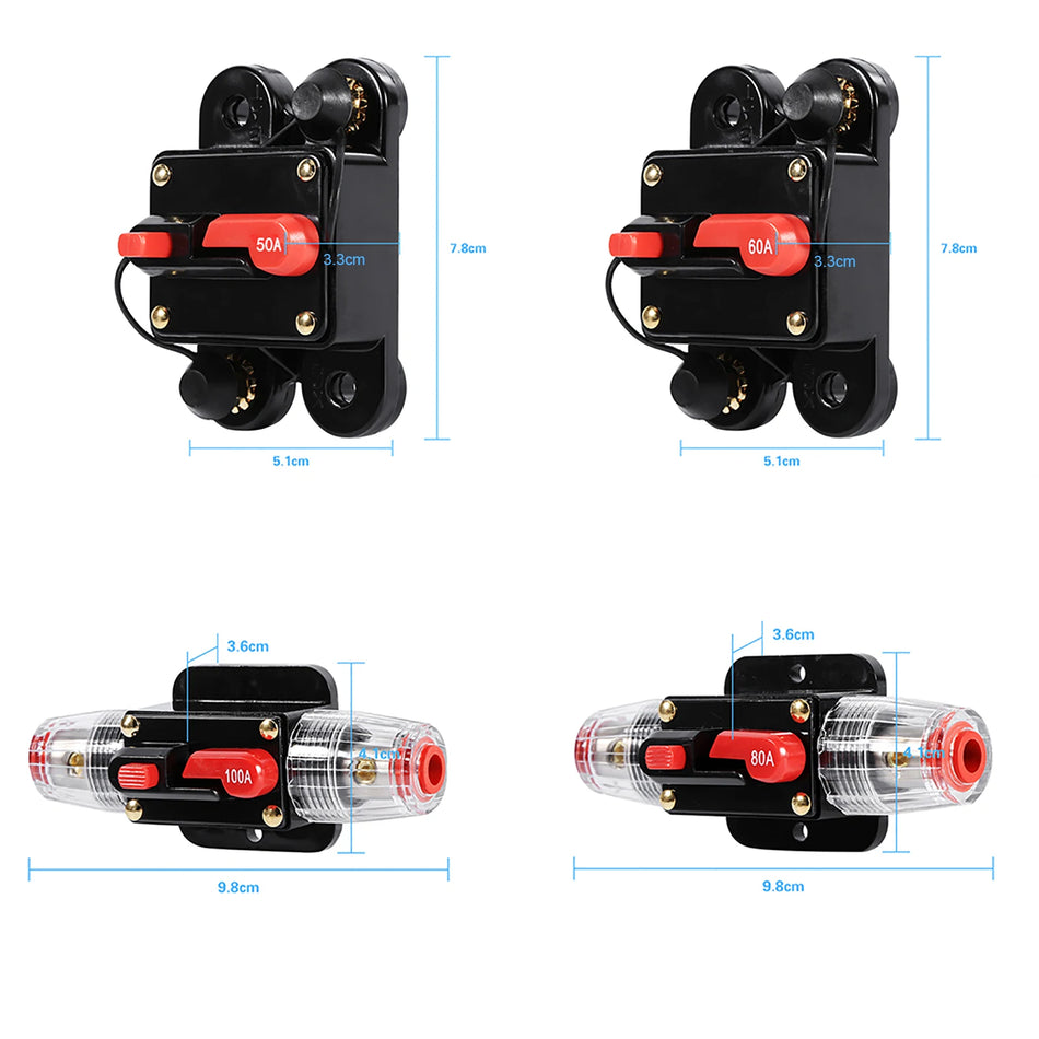 Vattentät 12-24V Säkringshållare med Återställning för Bil och Båt