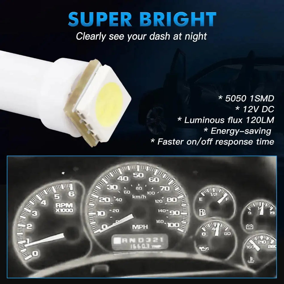 10Τμχ T5 LED Κόκκινο Λευκό W3W Πίνακας Φωτισμού Δεικτών 12V
