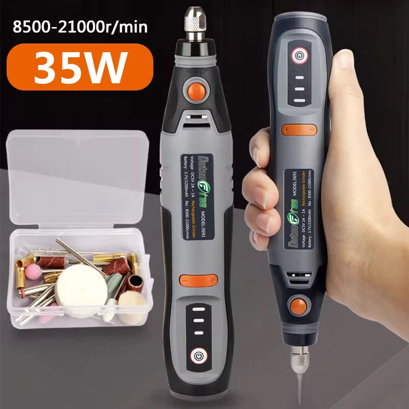 35W USB Cordless Rotary Tool with 3 Speed Mini Drill and Accessories