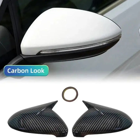 Glossy Black Rearview Mirror Covers For VW Golf 7 GTI Set Carbon fiber pattern