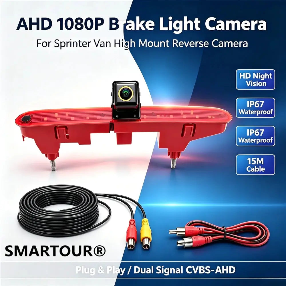 1080P AHD CVBS Car Reverse Backup Camera For Citroen Dispatch Jumpy Peugeot Expert Traveller Van Third Brake Light Fisheye Water by InterCyprus Trading Ltd