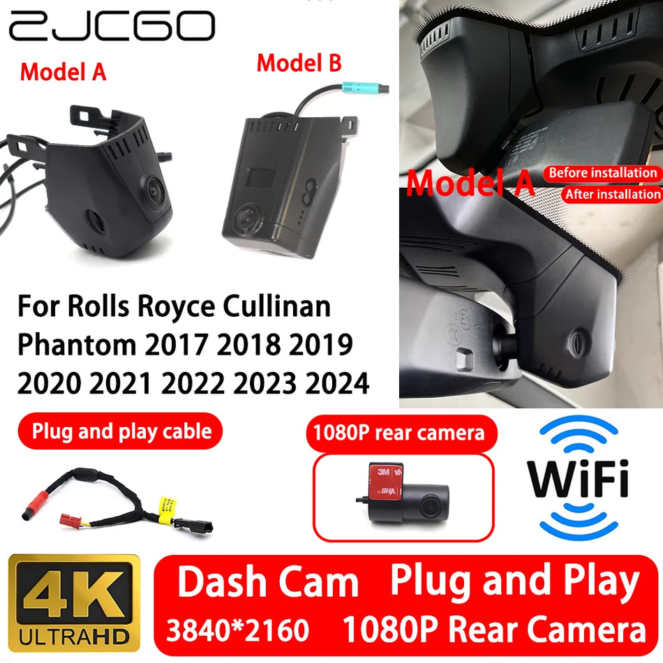 Registratore di guida Rolls-Royce Cullinan Phantom 4K Anteriore e Posteriore, WiFi Plug-and-Play