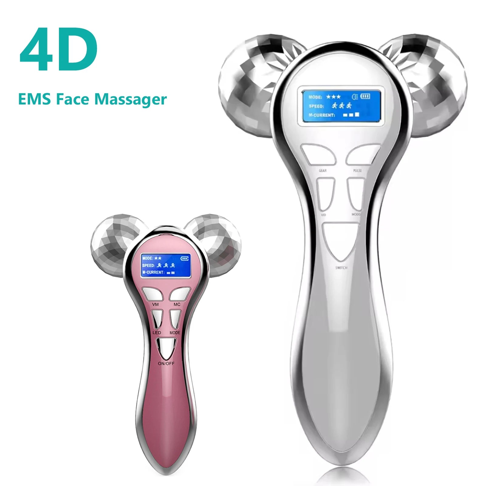 4D EMS Face Massager Roller &ndash; Microcurrent Facial Lifting