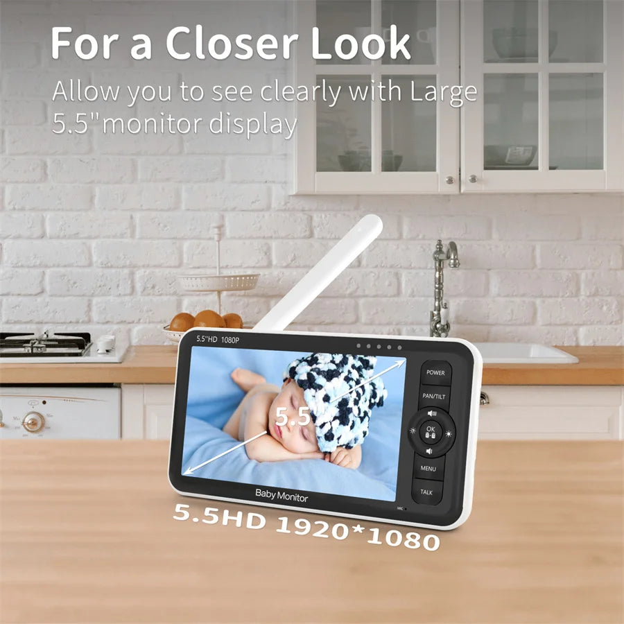 Babystar 5.5&quot; Baby Monitor with Pan-Tilt-Zoom, 1000ft Range, Night Vision &amp; More