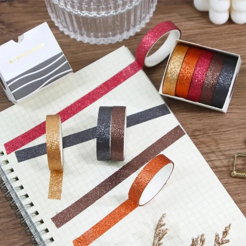 5Rolls Glitter Washi Tape Set &ndash; Great for Scrapbooking