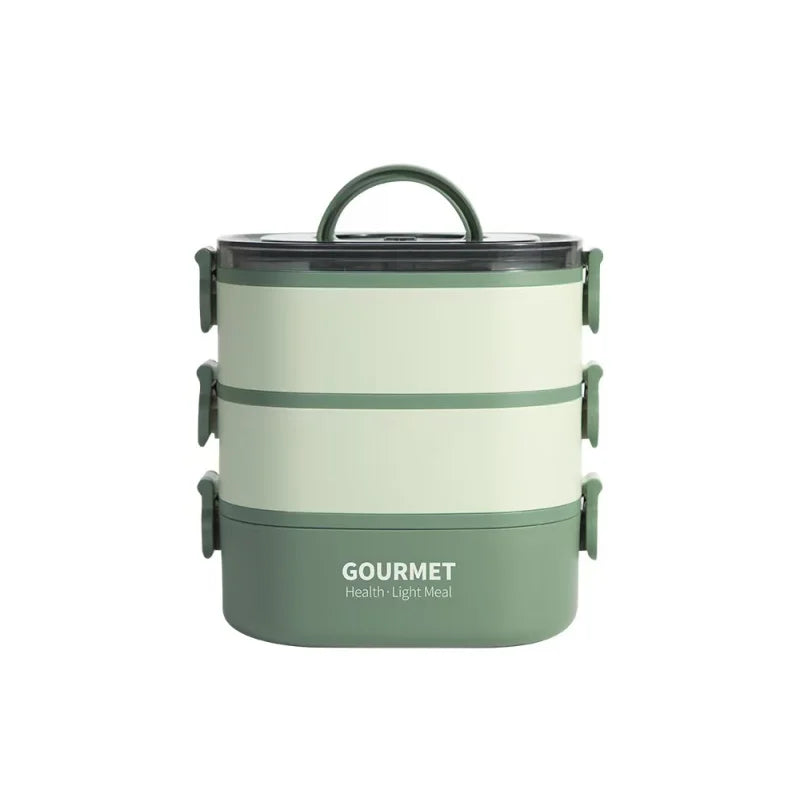 2000ML Lunch Box Portable 3 Layer &ndash; Leakproof Microwavable Green / 3 / 2000ml