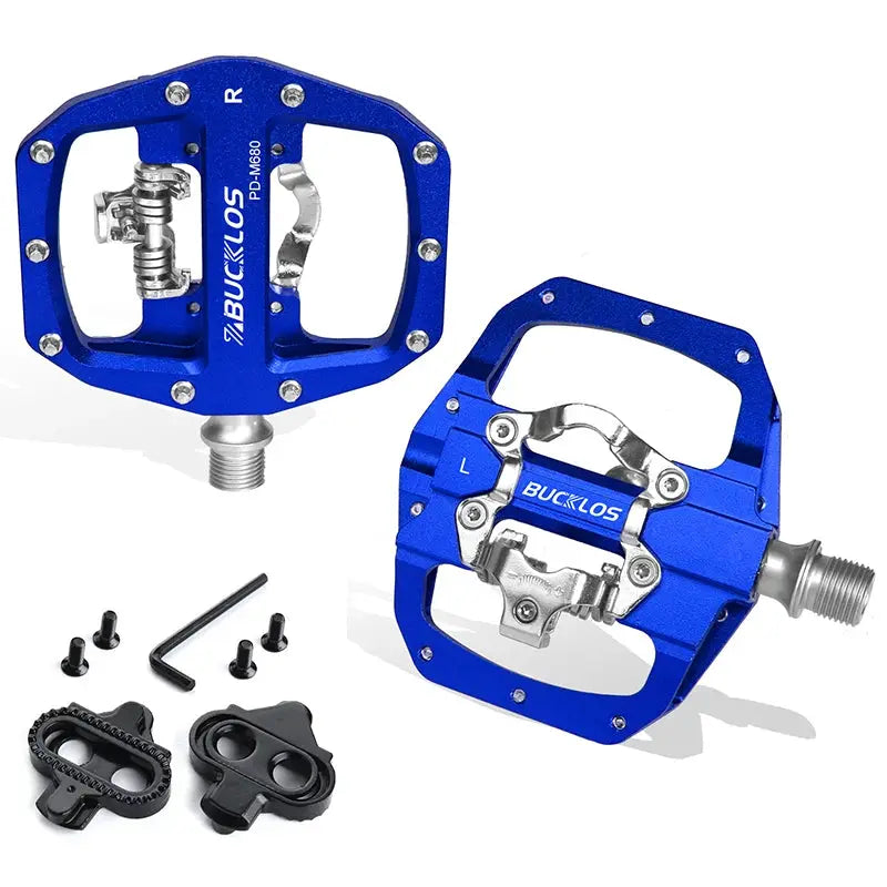 BUCKLOS Clipless Pedal Self-locking MTB Pedal for SPD System Mountain Bike Mixed Pedals Dual Lock/Flat Pedals with MTB Cleat by InterCyprus Trading Ltd