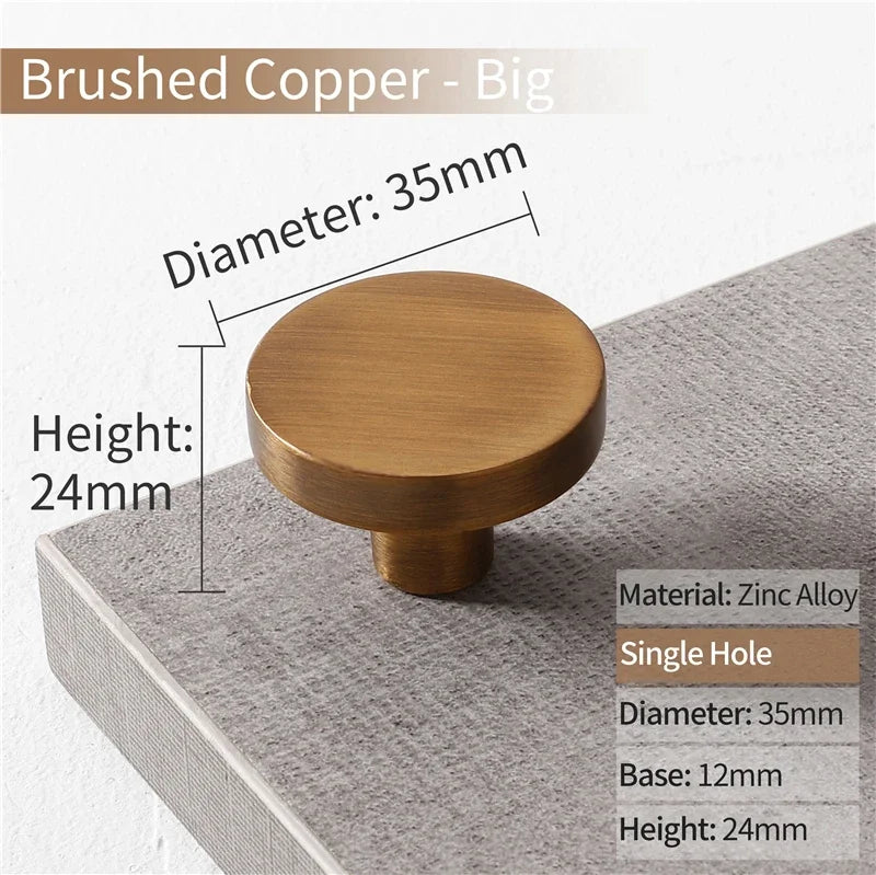 100 Gałek Zestaw Czarny i Szczotkowany Miedź 35mm 50 Sztuk Każda