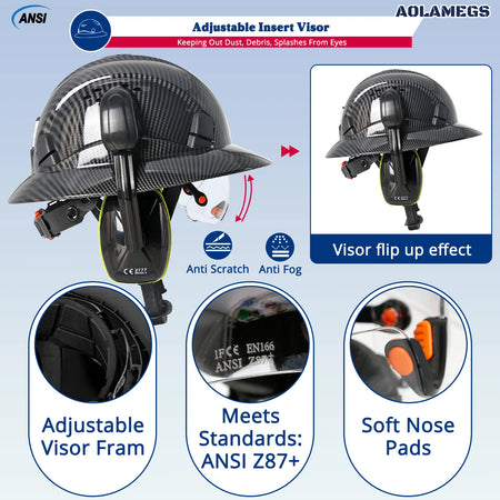 CE Full Brim Safety Helmet With Goggles &ndash; Built In Earmuffs