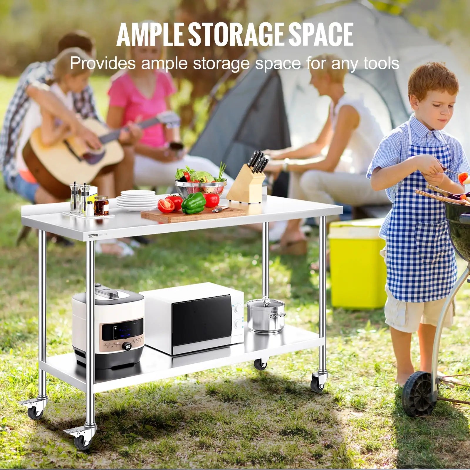 Stainless Steel Work Table With Casters Heavy Duty 24x60