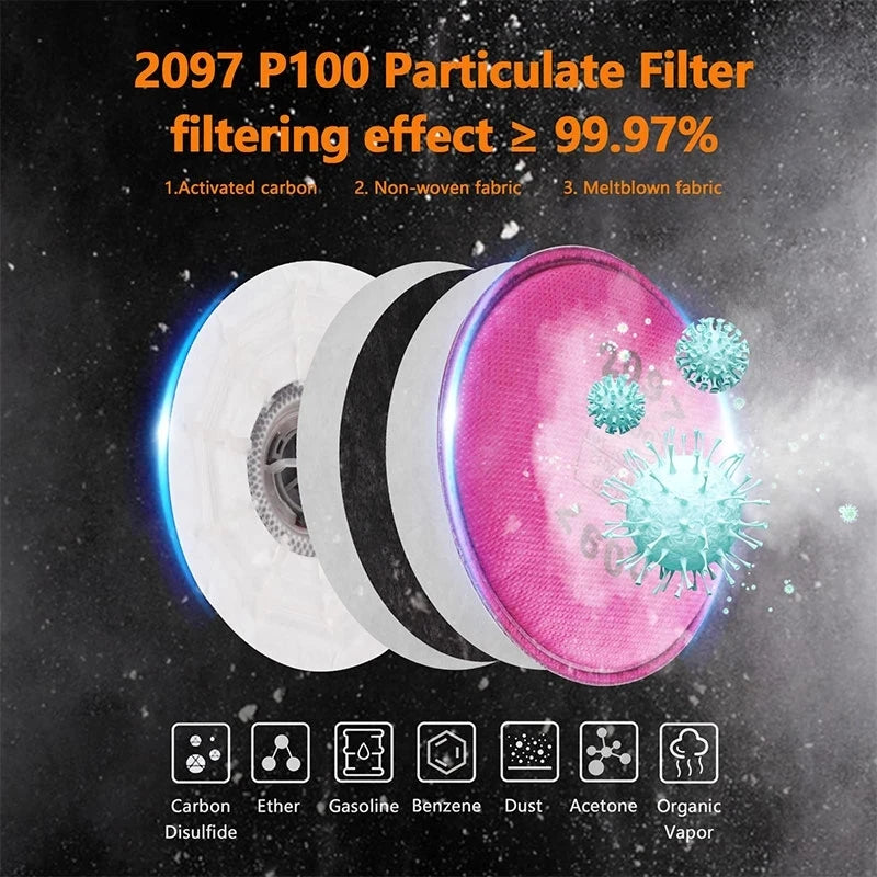 6200 Dust Gas Respirator Half Face Mask - With 2097 Filter