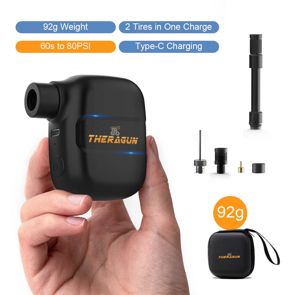 Мини преносима акумулаторна велосипедна помпа и въздушен инфлатор 100 PSI 5V Type C за гуми Schrader и Presta с чанта за носене