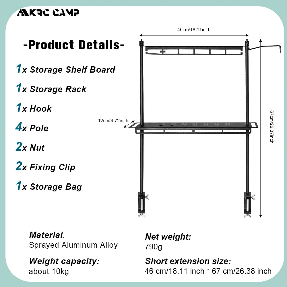 KRC Camp Lightweight Camping Storage Shelf &ndash; Versatile Aluminum Alloy Organizer