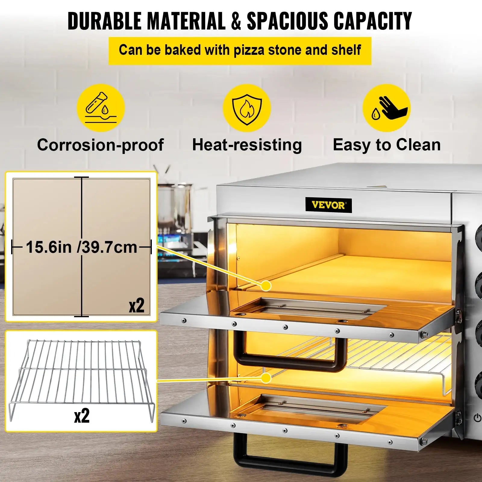 Countertop 14 Inch Double Deck Pizza Oven Pro