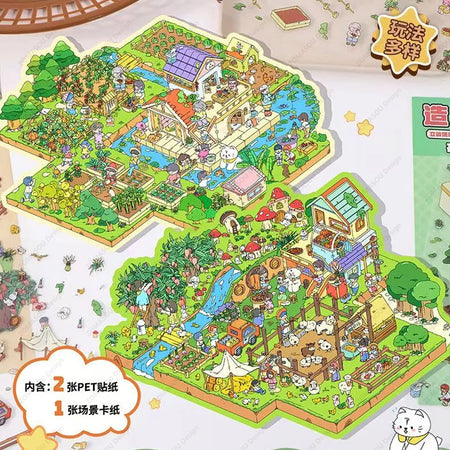 Whimsical Plus Size Cartoon Ranch &amp; Farm 2.5D Landscape Stickers