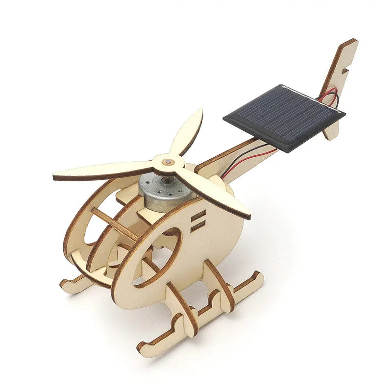 Εκπαιδευτικό Ξύλινο Παζλ Ελικόπτερο STEM με Ηλιακή Ενέργεια για Κατασκευή μόνος σου
