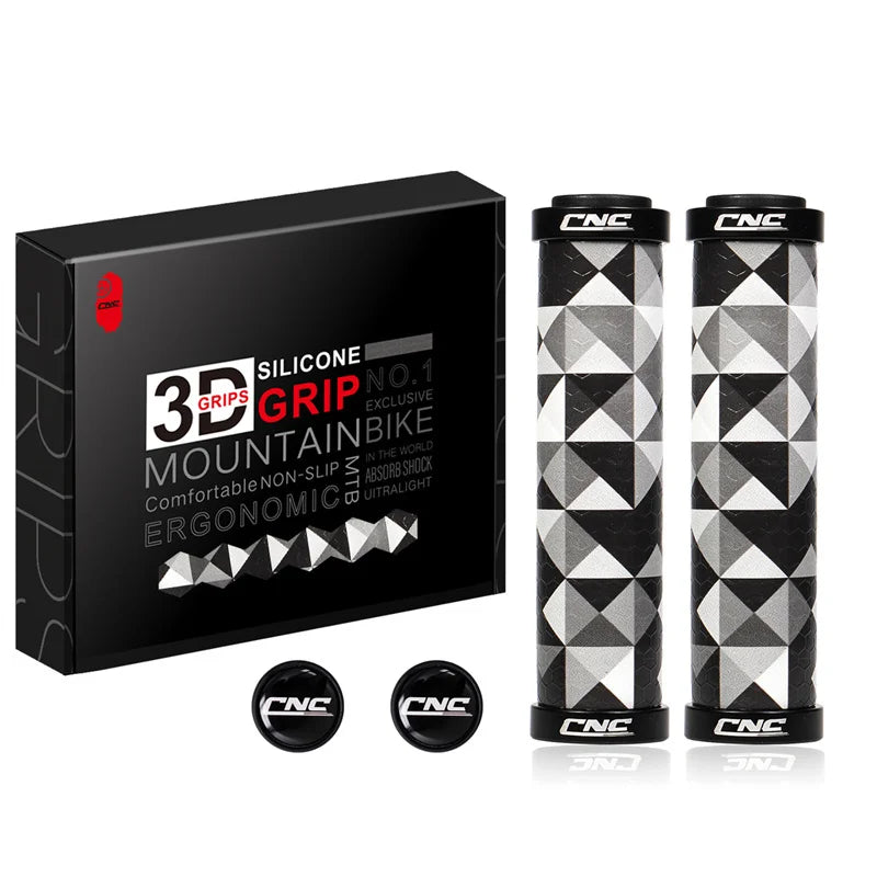 CNC Lock-On Silicone Shockproof MTB Handlebar Grips Black triangle