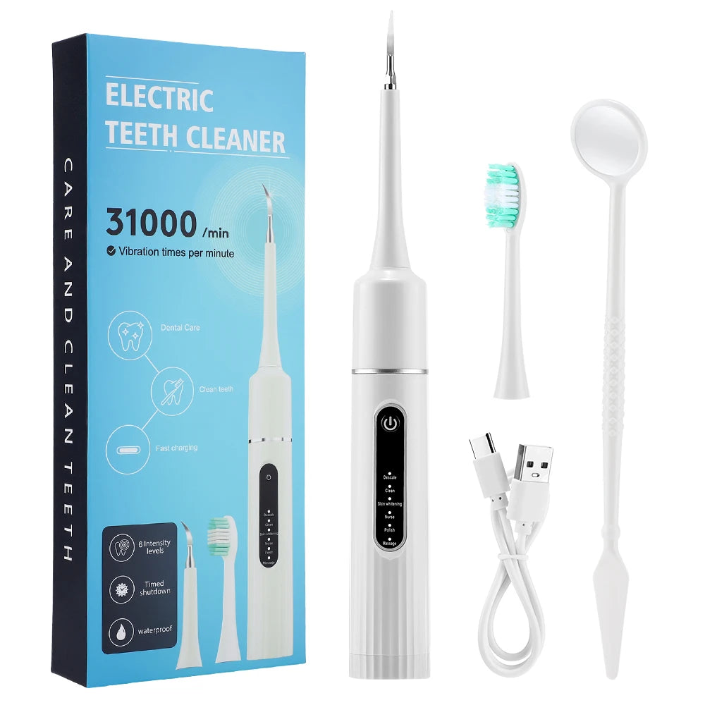 Electric Teeth Cleaner - High Frequency Cleaning Benefit 1 head White