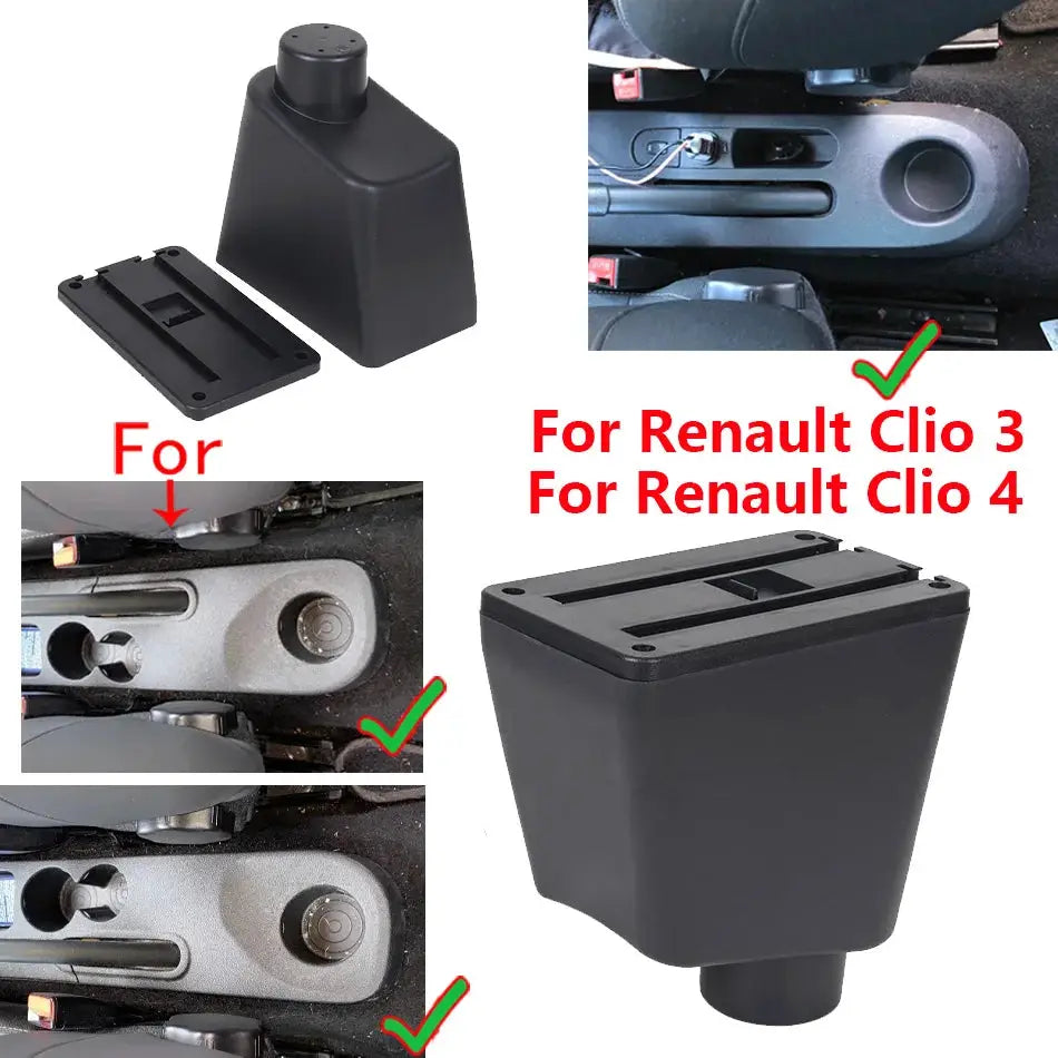 Leather Center Armrest With Storage Box For Renault Clio 4 Captur Clio III by InterCyprus Trading Ltd