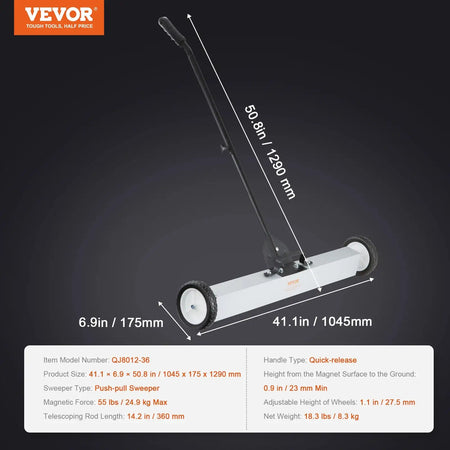 Rolling Magnetic Sweeper With Wheels - Easy Pickup 41.1in 55lbs MAX / france