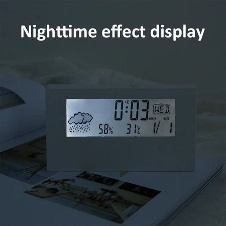 Multifunctional LCD Alarm Clock with Weather Display and Thermo-Hygrometer