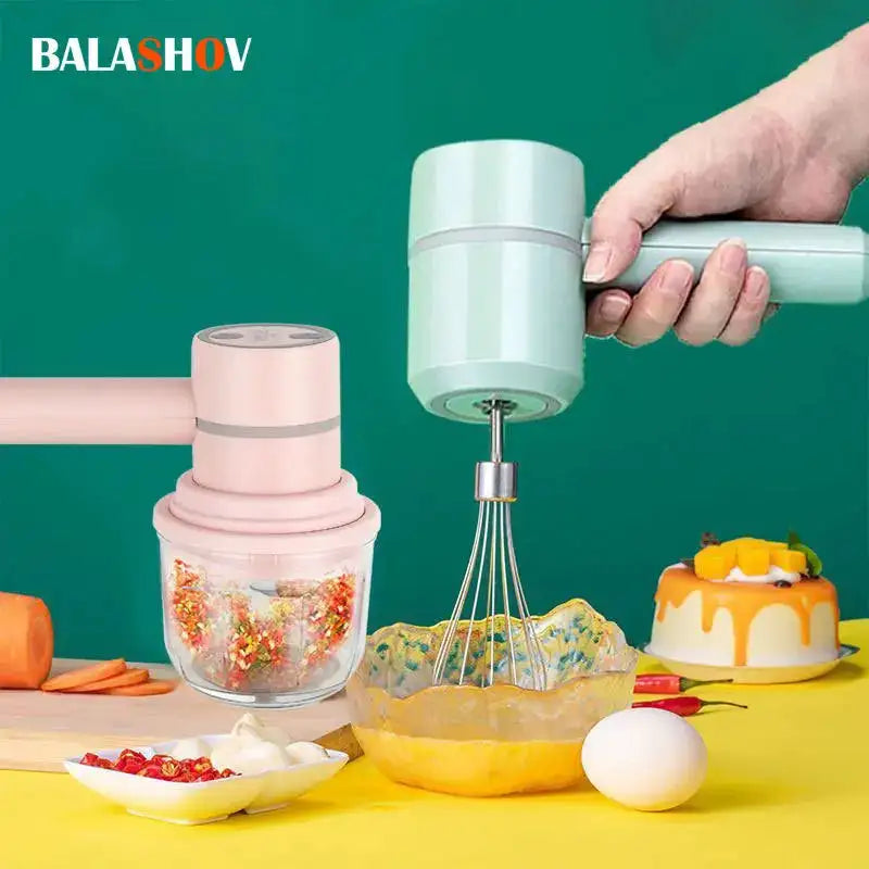 USB 2 In 1 Electric Milk Frother And Chopper Whisk 3 Speed